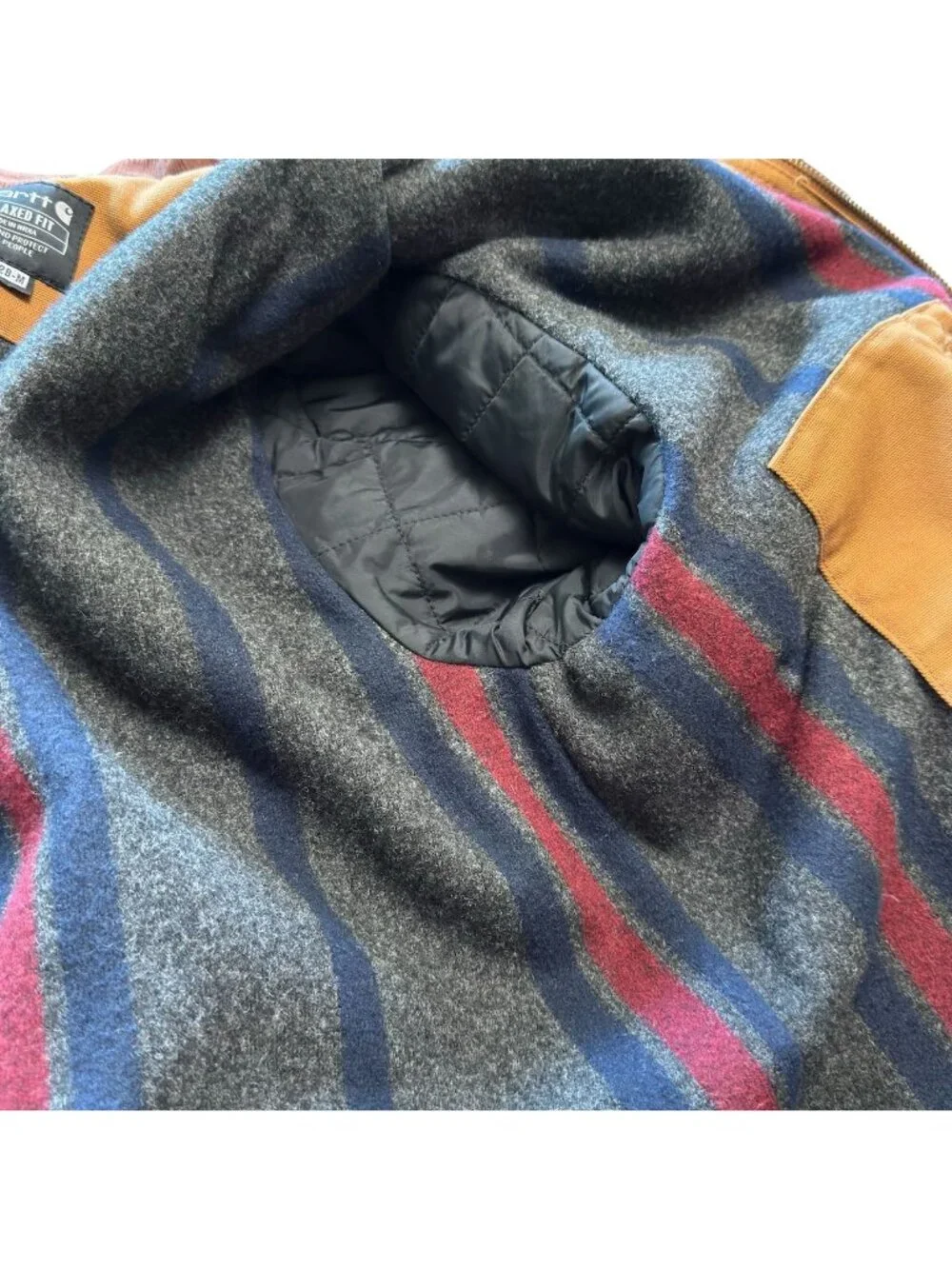 Carhartt Mens Large Iconic J01 Duck Detroit Jacket Blanket Lined Brown - Picture 11 of 13